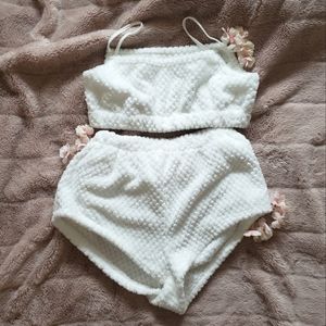Fuzzy White Lounge wear Set